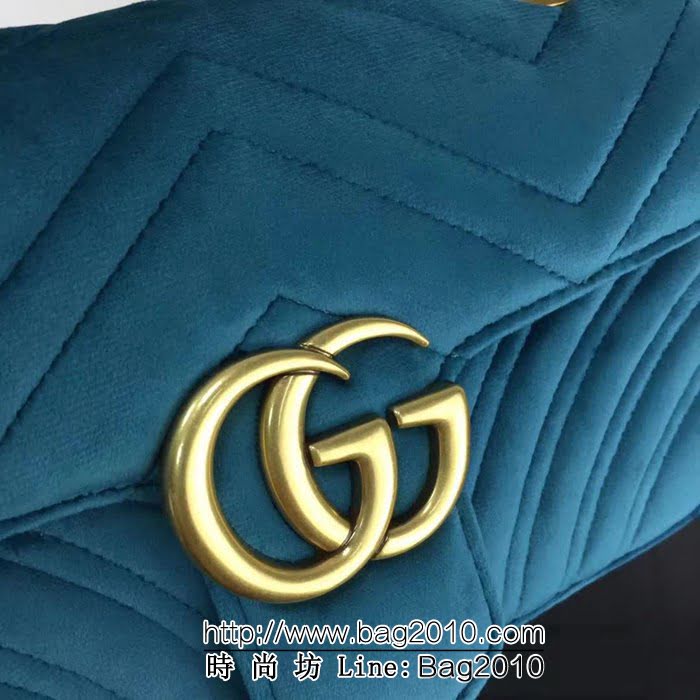 GUCCI古馳原單 新款專櫃品質原單貨實物實拍 446744絨布綠色鏈條單肩斜挎包 HY1230